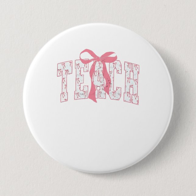 Coquette Bow Pencil Design Lehrer Button (Vorderseite)