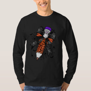 Coquette Bow Pencil Funny Ghost Spooky Lehrer Hal T-Shirt