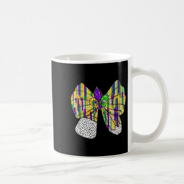 Coquette Bow Pencil Mardi Gras Fleur-de-lis Teache Kaffeetasse (Rechts)