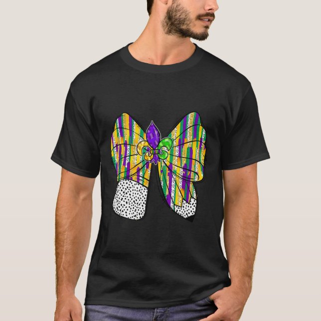 Coquette Bow Pencil Mardi Gras Fleur-de-lis Teache T-Shirt (Vorderseite)