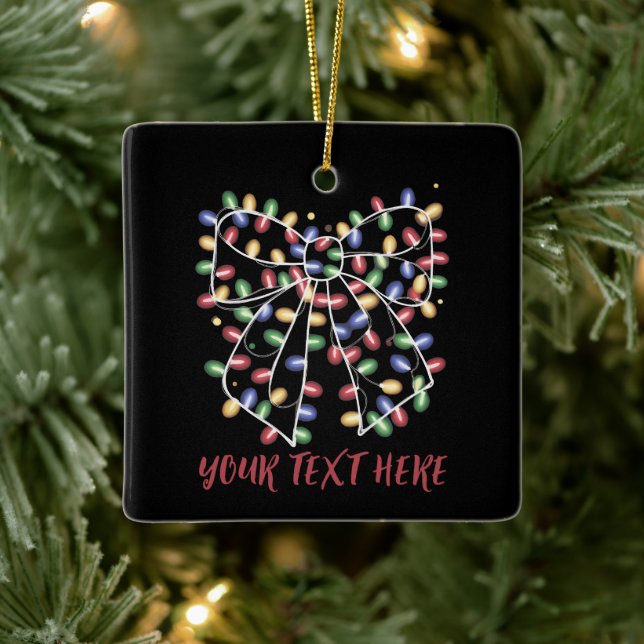 Coquette Bow Personalized Christmas Lights Holiday Keramikornament (Baum)