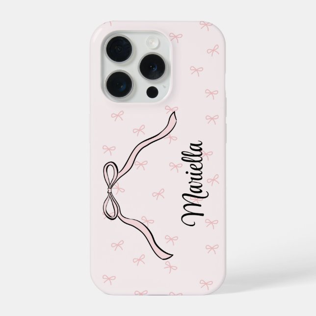 Coquette Bow Personalized Phone Pink iPhone Hülle (Rückseite)