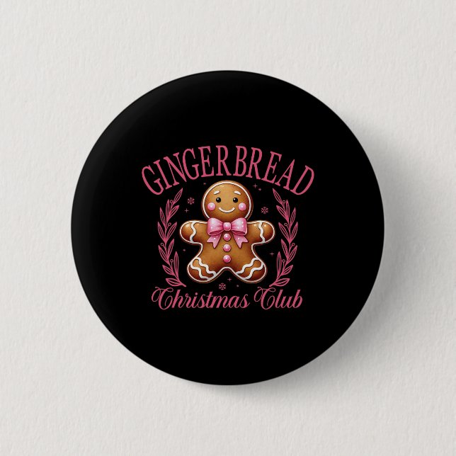Coquette Bow Pink Gingerbread Christmas Girl Women Button (Vorderseite)