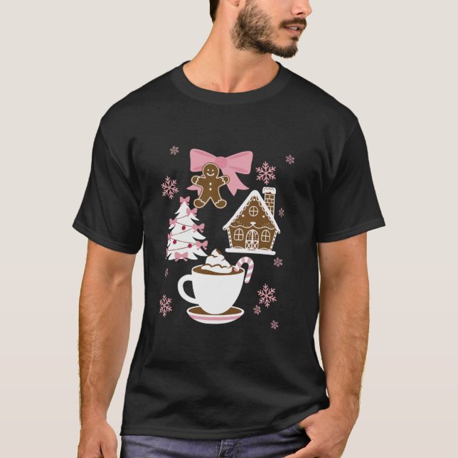 Coquette Bow Pink Lebkuchen Weihnachten Weihnachte T-Shirt (Vorderseite)