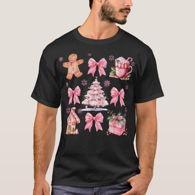 Coquette Bow Pink Lebkuchen Weihnachten Weihnachte T-Shirt (Vorderseite)