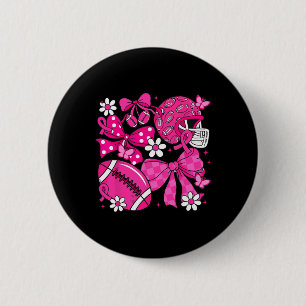 Coquette Bow Pink Out Football Team Brustkrebs Button