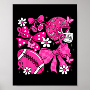 Coquette Bow Pink Out Football Team Brustkrebs Poster