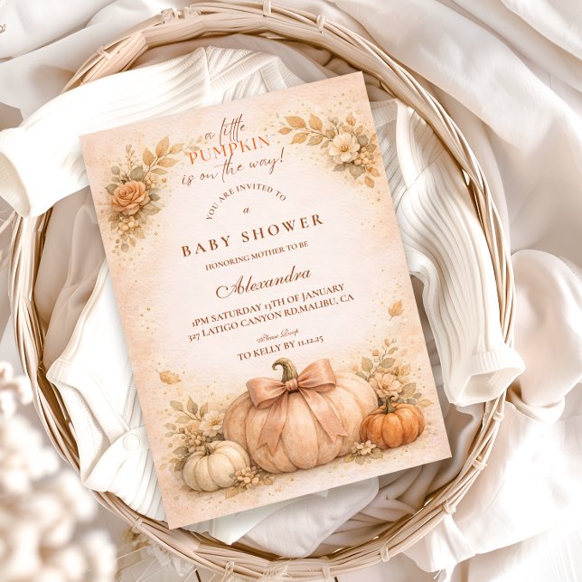 Coquette Bow Pumpkin Fall Baby Shower Einladung (Von Creator hochgeladen)