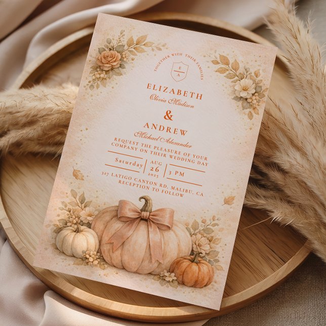 Coquette Bow Pumpkin Fall Wedding Einladung (Von Creator hochgeladen)