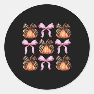 Coquette Bow Pumpkin Halloween Women Skeleton Spoo Runder Aufkleber