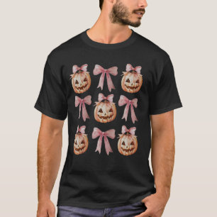 Coquette Bow Pumpkin Jack o Latern Spooky Saison H T-Shirt