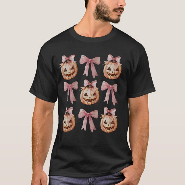 Coquette Bow Pumpkin Jack o Latern Spooky Saison H T-Shirt (Vorderseite)