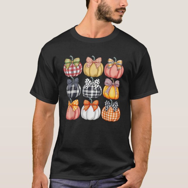 Coquette Bow Pumpkin Saison Herbst Herbstlaub als T-Shirt (Vorderseite)