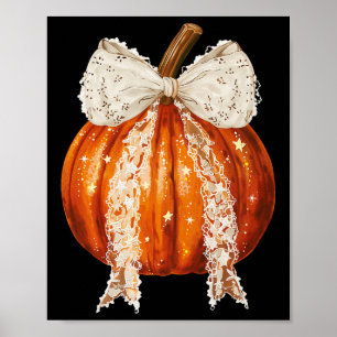 Coquette Bow Pumpkin Saison Herbst Y'all Poster