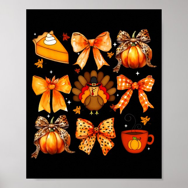 Coquette Bow Pumpkin Season Thanksgiving Autumn Fa Poster (Vorne)