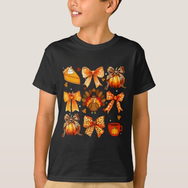 Coquette Bow Pumpkin Season Thanksgiving Autumn Fa T-Shirt (Vorderseite)