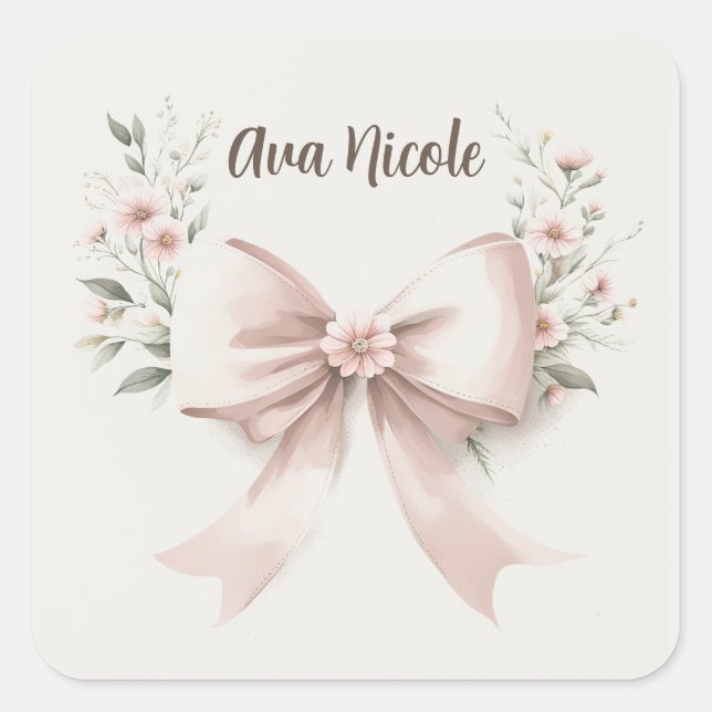Coquette Bow Quadratischer Aufkleber (Vorderseite)