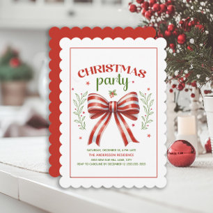 Coquette Bow Red White Scallop Weihnachtsgebäck Pa Einladung