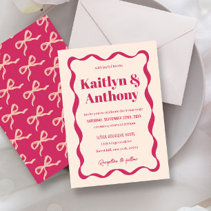 Coquette Bow Retro Wedding Einladung