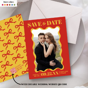 Coquette Bow Retro Wedding Foto Save The Date