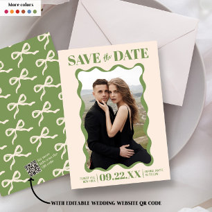 Coquette Bow Retro Wedding Foto Save The Date