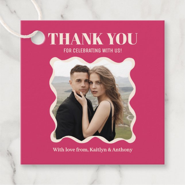 Coquette Bow Retro Wedding Geschenkanhänger (Vorderseite)