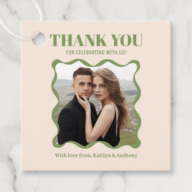 Coquette Bow Retro Wedding Geschenkanhänger (Vorderseite)