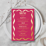 Coquette Bow Retro Wedding Real Foil Menu Card Folieneinladung<br><div class="desc">Feiern Sie stilvoll mit diesen sehr trendigen Retro-Coquette-Stil reale Folie gepresst Hochzeitsmenu Karten. Das Design ist leicht mit Ihrer eigenen Menüabfassung zu personalisieren und Ihre Gäste werden begeistert sein,  wenn sie diese fabelhaften Menüs bei Ihrer Hochzeit sehen. Weitere Farboptionen und passende Elemente finden Sie in der Auflistung.</div>