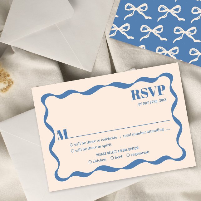 Coquette Bow Retro Wedding RSVP Karte (Von Creator hochgeladen)