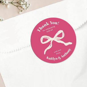 Coquette Bow Retro Wedding Runder Aufkleber