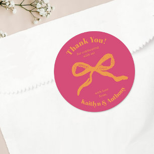 Coquette Bow Retro Wedding Runder Aufkleber