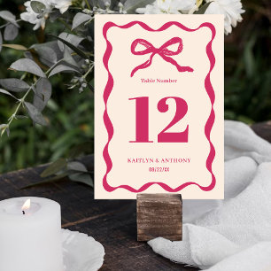 Coquette Bow Retro Wedding Tischnummer