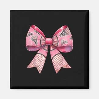 Coquette Bow Ribbon Badminton Shuttle Racket Pink Magnet
