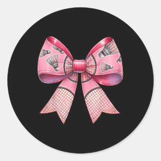 Coquette Bow Ribbon Badminton Shuttle Racket Pink Runder Aufkleber