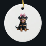 Coquette Bow Rottweiler Dog Mom Girl Pink Keramik Ornament<br><div class="desc">Coquette Bow Rottweiler Dog Mom Girl Pink</div>