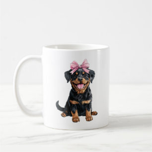 Coquette-Bow-Rottweiler-Hundefrau Mädchen Rosa Kaffeetasse