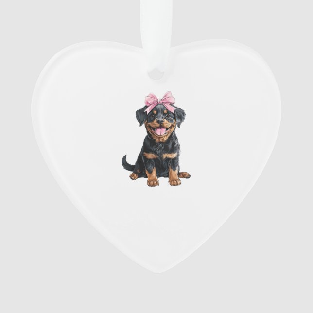 Coquette-Bow-Rottweiler-Hundemama-Mädchen Rosa Ornament (Vorderseite)