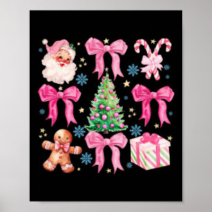 Coquette Bow Santa Claus Pink Frohe Weihnachtskupp Poster