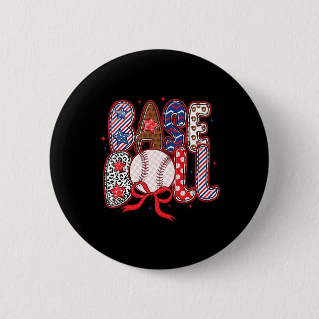 Coquette Bow Sell Game Day Mama Mama Girls Kind Button (Vorderseite)