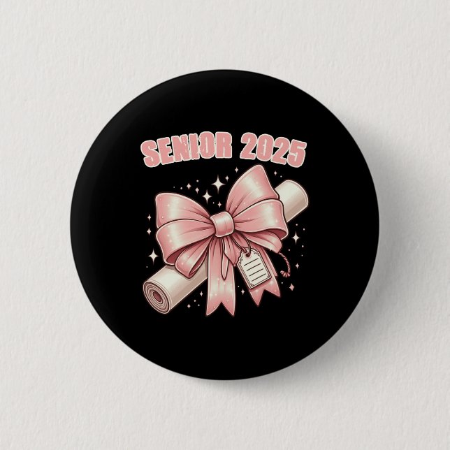 Coquette Bow Senior 2025 Abschluss Long Sleeve Button (Vorderseite)