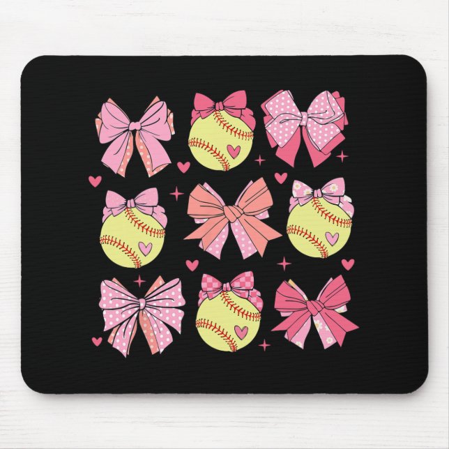 Coquette Bow Softball Mama Mothers Day Softball Ma Mousepad (Vorne)