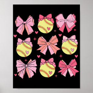 Coquette Bow Softball Mama Mothers Day Softball Ma Poster