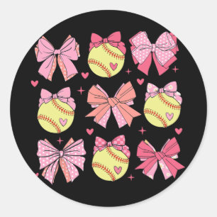 Coquette Bow Softball Mama Mothers Day Softball Ma Runder Aufkleber