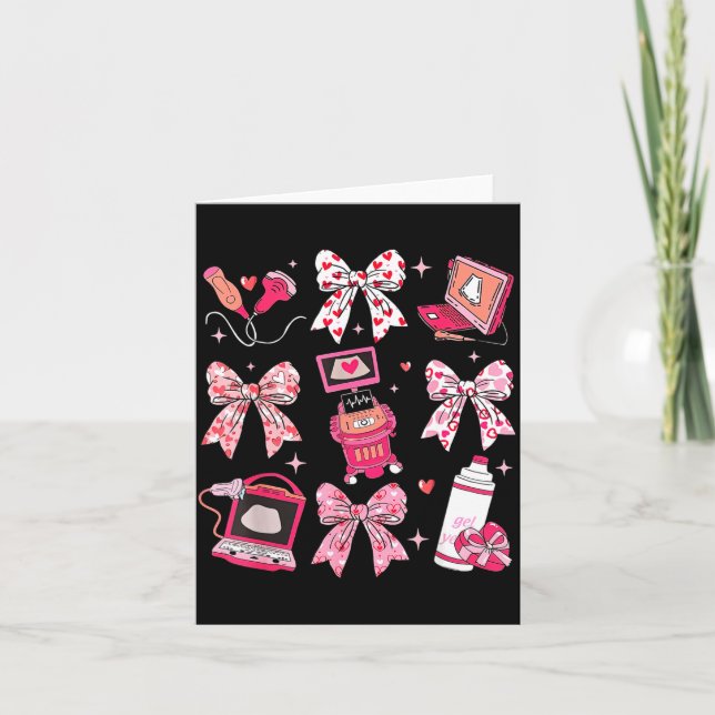 Coquette-Bow-Sonograf Valentinstag Ultraschall-Tec Karte (Vorderseite)