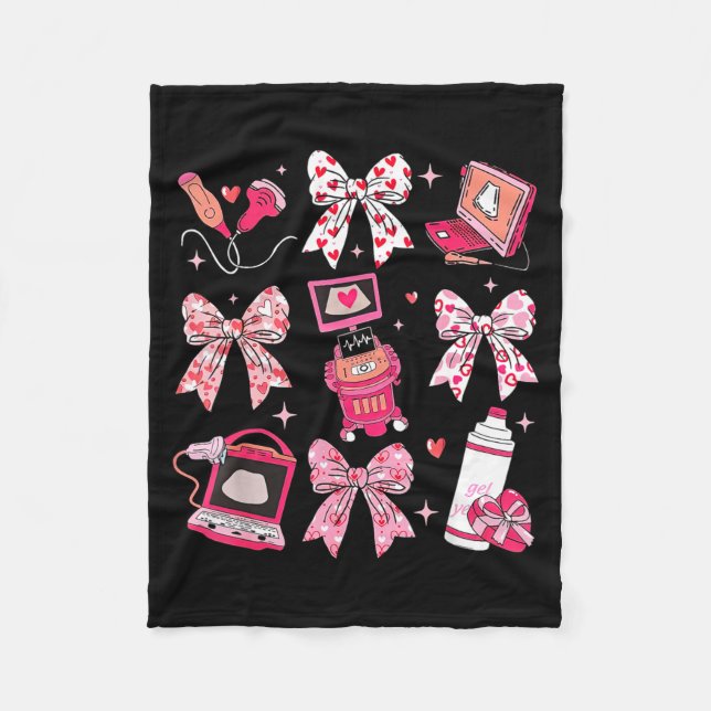 Coquette Bow Sonographer Valentine Ultrasound Tech Fleecedecke (Vorderseite)