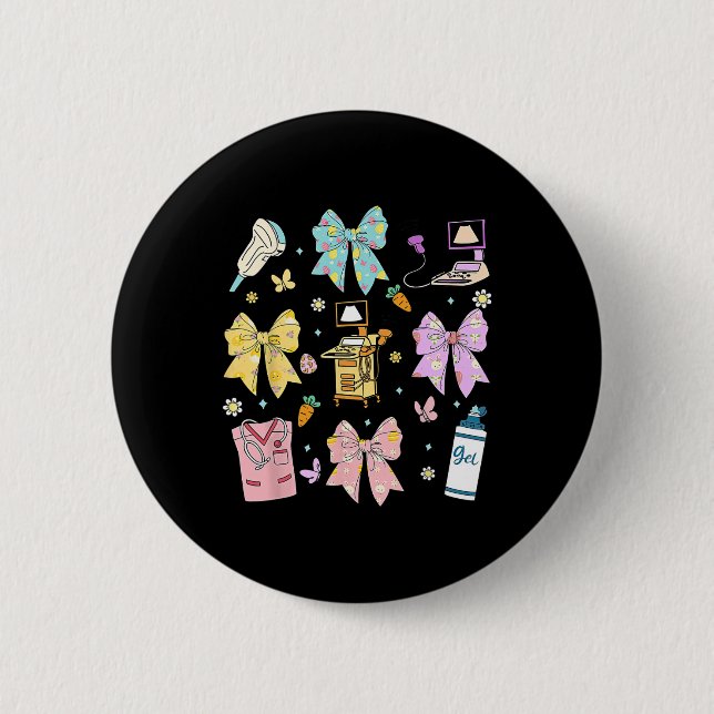 Coquette Bow Sonographin Osterfeier Ultrasound Tec Button (Vorderseite)