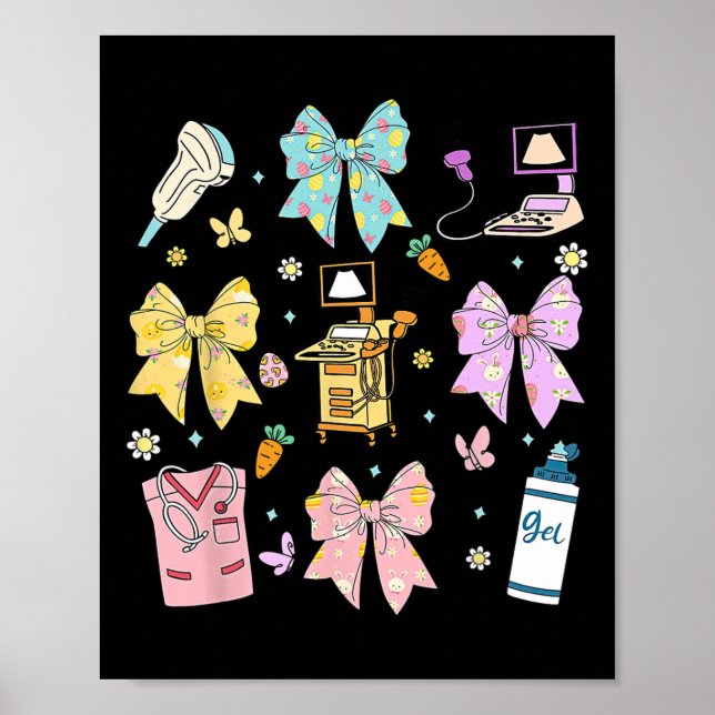 Coquette Bow Sonographin Osterfeier Ultrasound Tec Poster (Vorne)