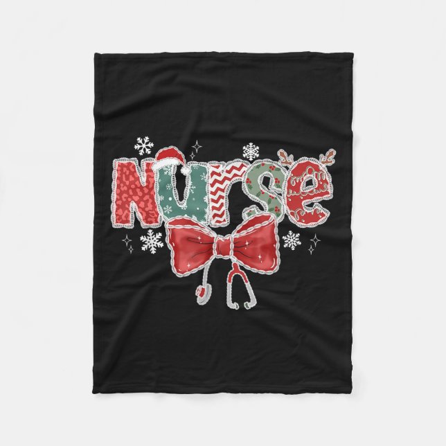 Coquette Bow Stethoscope Nurse Merry Christmas Xma Fleecedecke (Vorderseite)