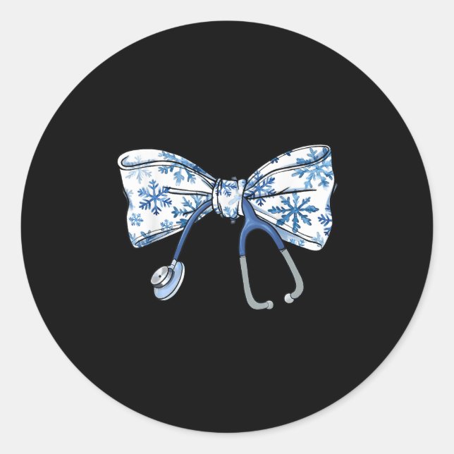 Coquette Bow Stethoscope Nurse Weihnachten Weihnac Runder Aufkleber (Vorderseite)