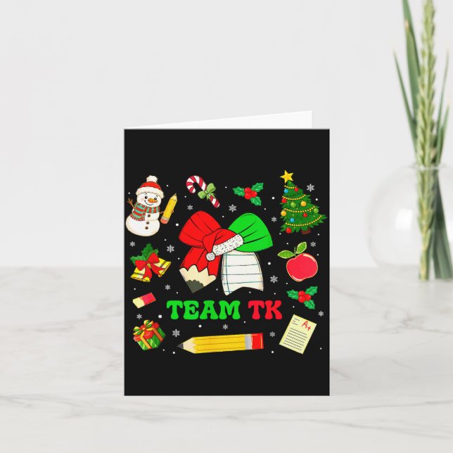 Coquette Bow Team Tk Christmas Transitional Kinder Karte (Vorderseite)